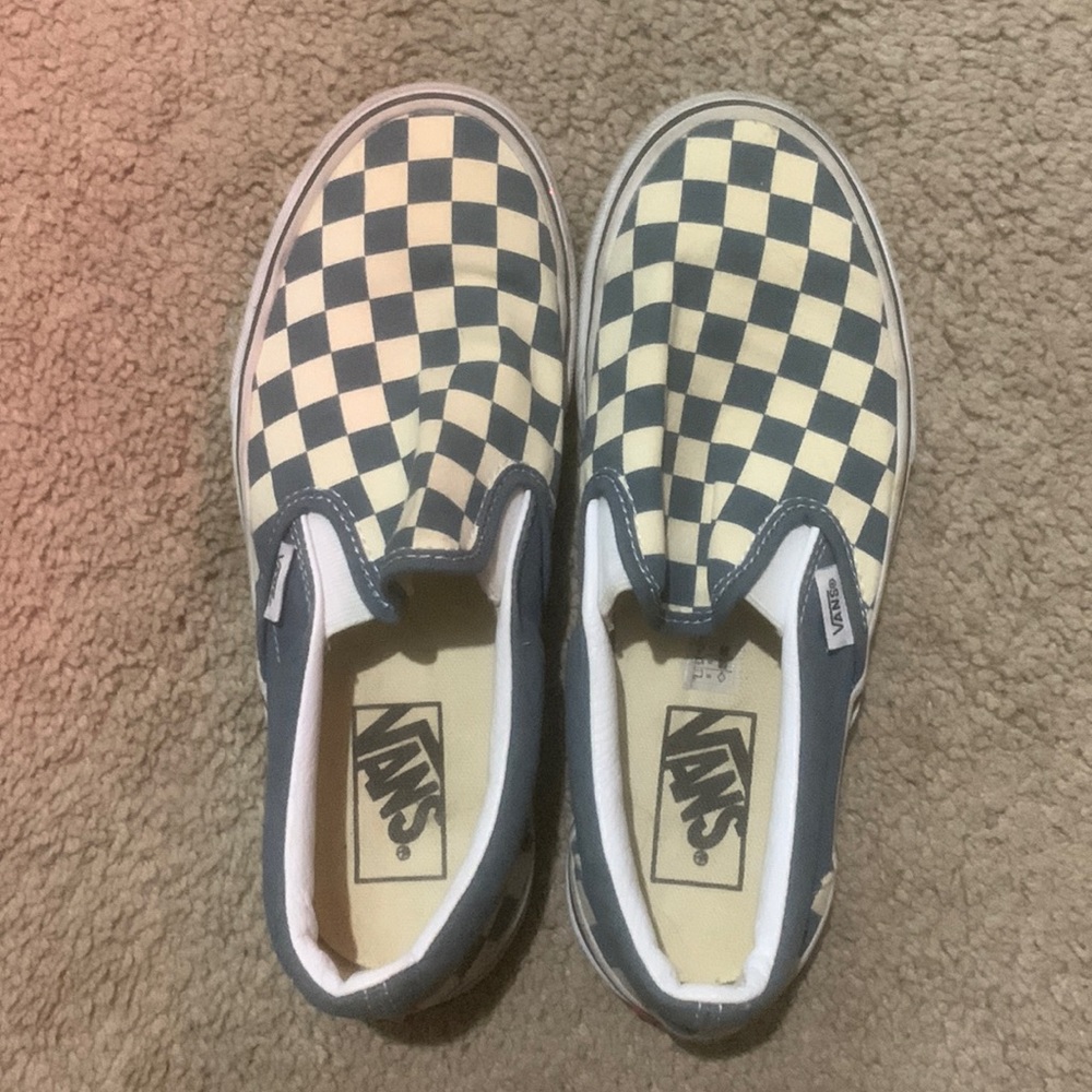 navy blue-ish checkered vans